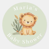 Pastel Tropical Baby Dusche Jungle Safari Tiere Runder Aufkleber (Vorderseite)