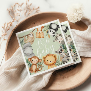 Pastel Tropical Baby Dusche Jungle Safari Tiere Serviette