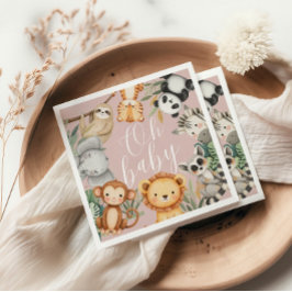 Pastel Tropical Baby Dusche Jungle Safari Tiere Serviette