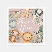 Pastel Tropical Baby Dusche Jungle Safari Tiere Serviette (Vorderseite)