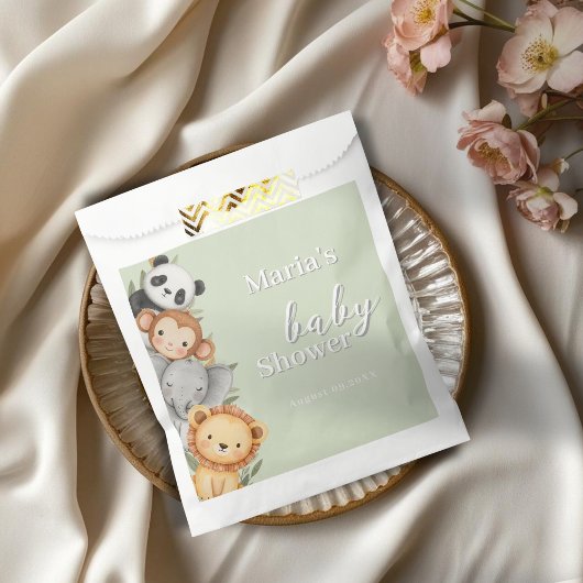 Pastel Tropical Baby Shower Jungle Safari Tiere Geschenktütchen
