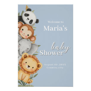 Pastel Tropical Baby Shower Jungle Safari Tiere Poster