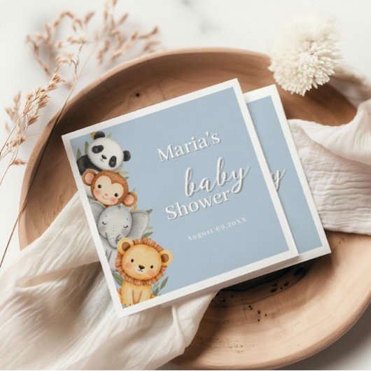 Pastel Tropical Baby Shower Jungle Safari Tiere Serviette