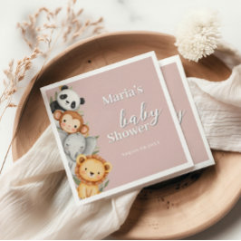 Pastel Tropical Baby Shower Jungle Safari Tiere Serviette