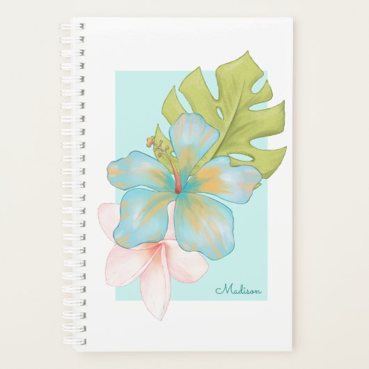 Pastel Tropical Bouquet mit Ihrem Namen Planer (Vorderseite)