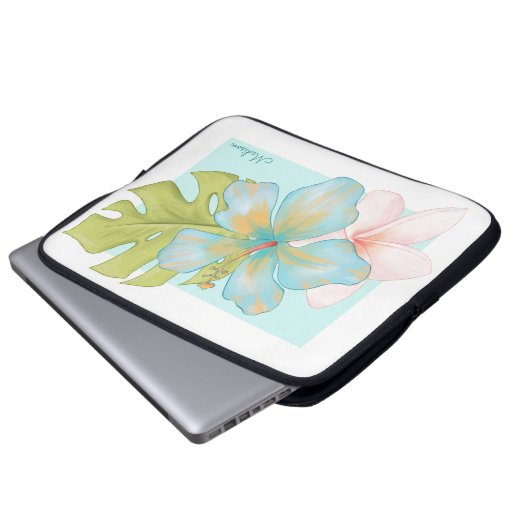 Pastel Tropical Floral Laptopschutzhülle (Vorne Knopf)