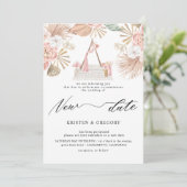 Pastel Tropical Foliage Bohemisch neues Datum Hoch Einladung (Stehend Vorderseite)