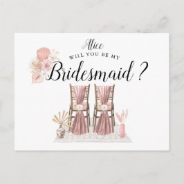 Pastel Tropical Foliage Bridesmaid Postkarte