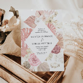 Pastel Tropical Foliage Hochzeit in Urlaubsort Einladung