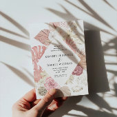 Pastel Tropical Foliage Hochzeit in Urlaubsort Einladung