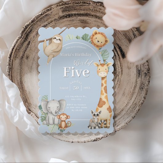 Pastel Tropical Jungle Safari Geburtstag von Tiere Einladung