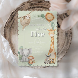 Pastel Tropical Jungle Safari Geburtstag von Tiere Einladung