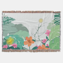 Pastel Tropical Leaves and Flowers Decke