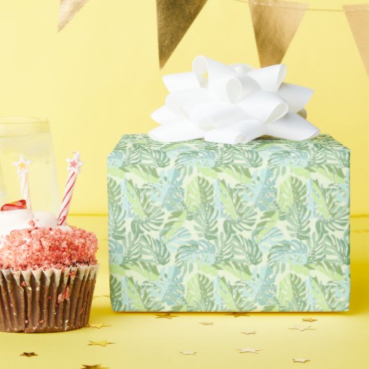 Pastel Tropical Palm Blätter Geschenkpapier (Geburtstagsparty)