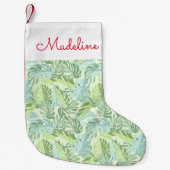 Pastel Tropical Palm Blätter| Name hinzufügen Kleiner Weihnachtsstrumpf (Vorderseite)