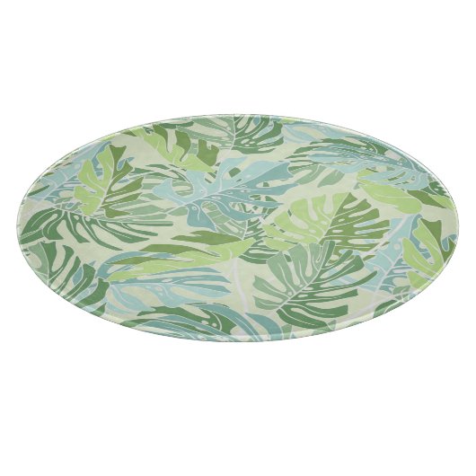 Pastel Tropical Palm Blätter Schneidebrett (Ecke)