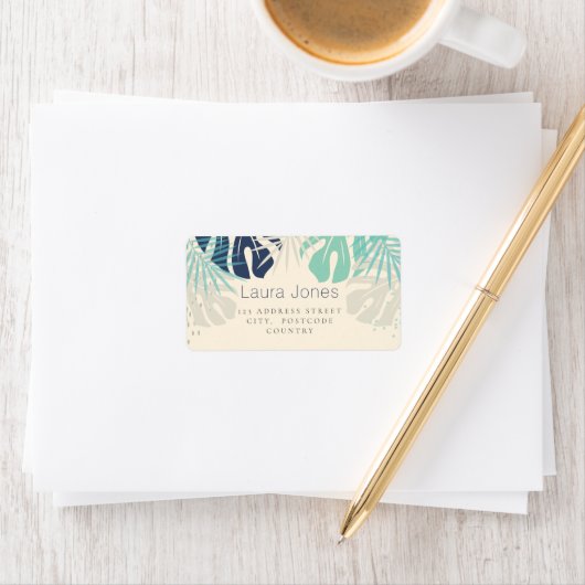 Pastel Tropical Palms Visuell Design Artist Adressaufkleber (Insitu)