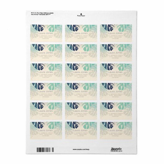 Pastel Tropical Palms Visuell Design Artist Adressaufkleber (Vorne)