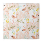Pastel Tropical Pink Flamingo Muster Fliese (Vorderseite)