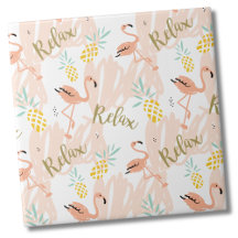 Pastel Tropical Pink Flamingo Muster