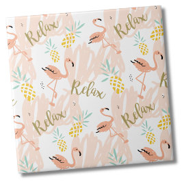 Pastel Tropical Pink Flamingo Muster Fliese