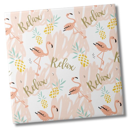 Pastel Tropical Pink Flamingo Muster Fliese