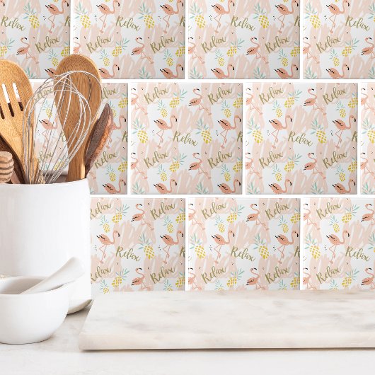 Pastel Tropical Pink Flamingo Muster Fliese