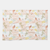 Pastel Tropical Pink Flamingo Muster Geschirrtuch (Horizontal)