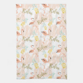 Pastel Tropical Pink Flamingo Muster Geschirrtuch (Vertikal)