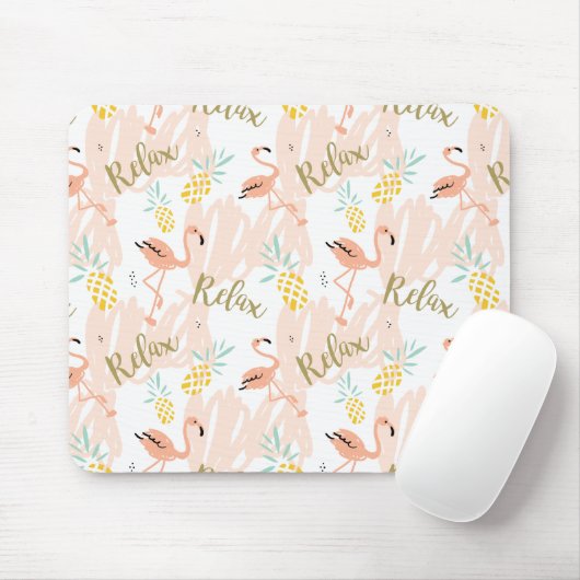 Pastel Tropical Pink Flamingo Muster Mousepad (Mit Mouse)
