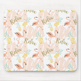 Pastel Tropical Pink Flamingo Muster Mousepad