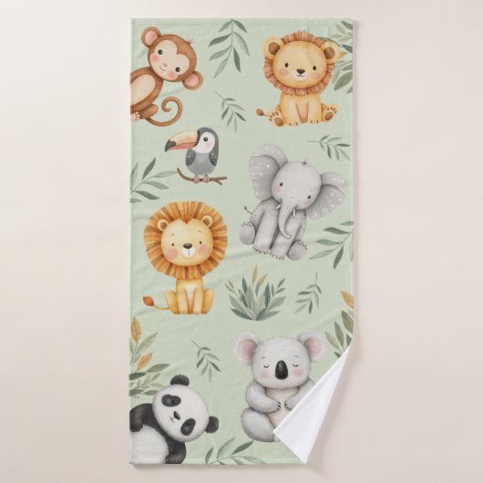 Pastel Tropical Wild Jungle Safari Tiere Badehandtuch (Badehandtuch)
