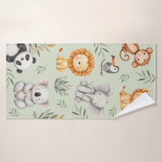 Pastel Tropical Wild Jungle Safari Tiere Badehandtuch (Badehandtuch)