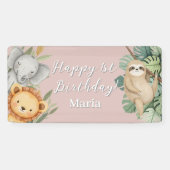 Pastel Tropical Wild One Jungle Safari Foto Banner (Horizontal)