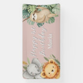 Pastel Tropical Wild One Jungle Safari Foto Banner (Vertikal)