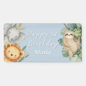 Pastel Tropical Wild One Jungle Safari Foto Banner (Horizontal)