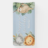 Pastel Tropical Wild One Jungle Safari Foto Banner (Vertikal)