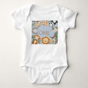 Pastel Tropical Wild One Jungle Safari Tiere Baby Strampler
