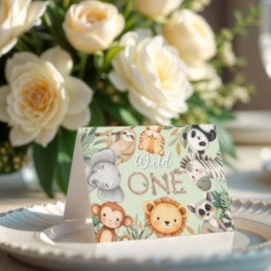 Pastel Tropical Wild One Jungle Safari Tiere Dankeskarte