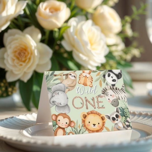 Pastel Tropical Wild One Jungle Safari Tiere Dankeskarte