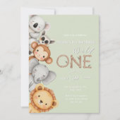 Pastel Tropical Wild One Jungle Safari Tiere Einladung (Vorderseite)