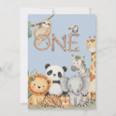 Pastel Tropical Wild One Jungle Safari Tiere Einladung (Rückseite)