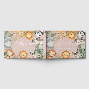 Pastel Tropical Wild One Jungle Safari Tiere Gästebuch