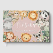 Pastel Tropical Wild One Jungle Safari Tiere Gästebuch (Vorderseite)