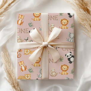 Pastel Tropical Wild One Jungle Safari Tiere Geschenkpapier Set