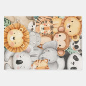 Pastel Tropical Wild One Jungle Safari Tiere Geschenkpapier Set (Vorderseite 3)