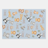 Pastel Tropical Wild One Jungle Safari Tiere Geschenkpapier Set (Vorderseite)