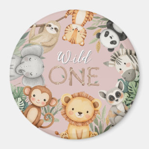 Pastel Tropical Wild One Jungle Safari Tiere Magnet