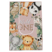 Pastel Tropical Wild One Jungle Safari Tiere Mittlere Geschenktüte (Rückseite)
