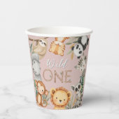 Pastel Tropical Wild One Jungle Safari Tiere Pappbecher (Vorderseite)